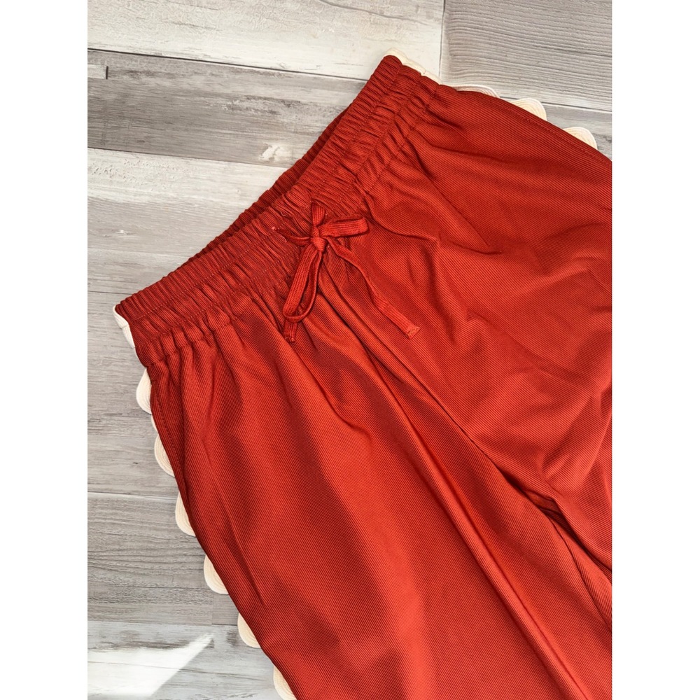 Unbranded Wide Leg Pants Women Rust Red Ric Rac Scallop Trim Ribbed Small - Picture 3 of 7